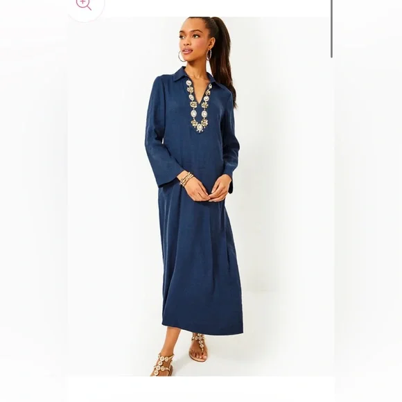 LILLY PULITZER SIMONA DRESS - LOW TIDE NAVY Large NWT - Picture 3 of 9